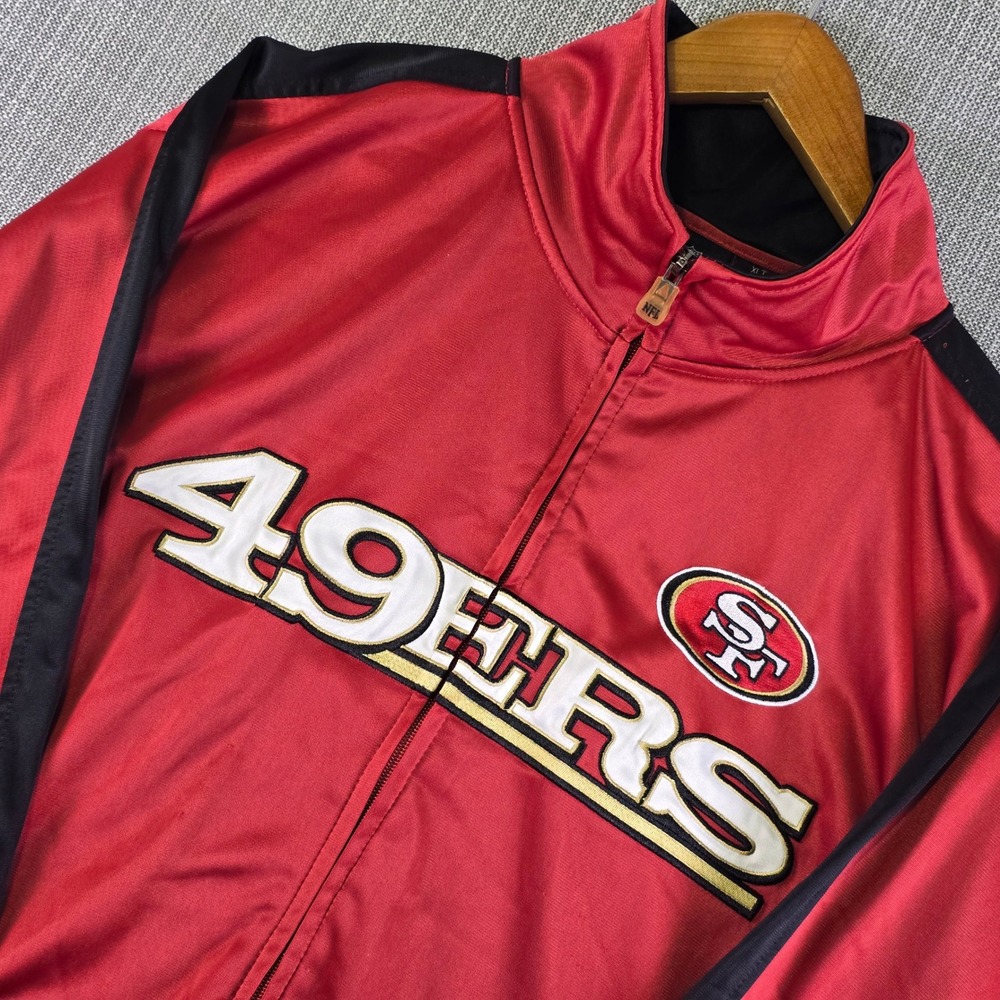 San Francisco 49ers Retro Track Jacket Mens XLT Red Full Zip NFL Team Apparel